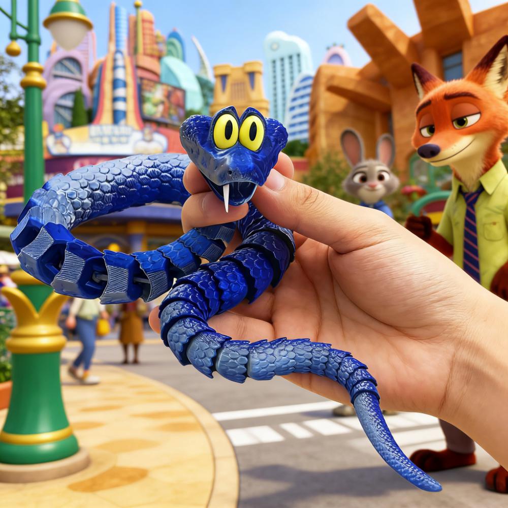 3D打印仿真疯狂动物城2电影盖瑞蛇形象周边关节可动桌面装饰摆件