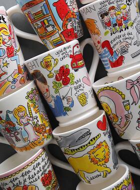 BLOND陶瓷餐具荷兰太太家用大号中号马克杯手绘杯具盖杯咖啡杯盖