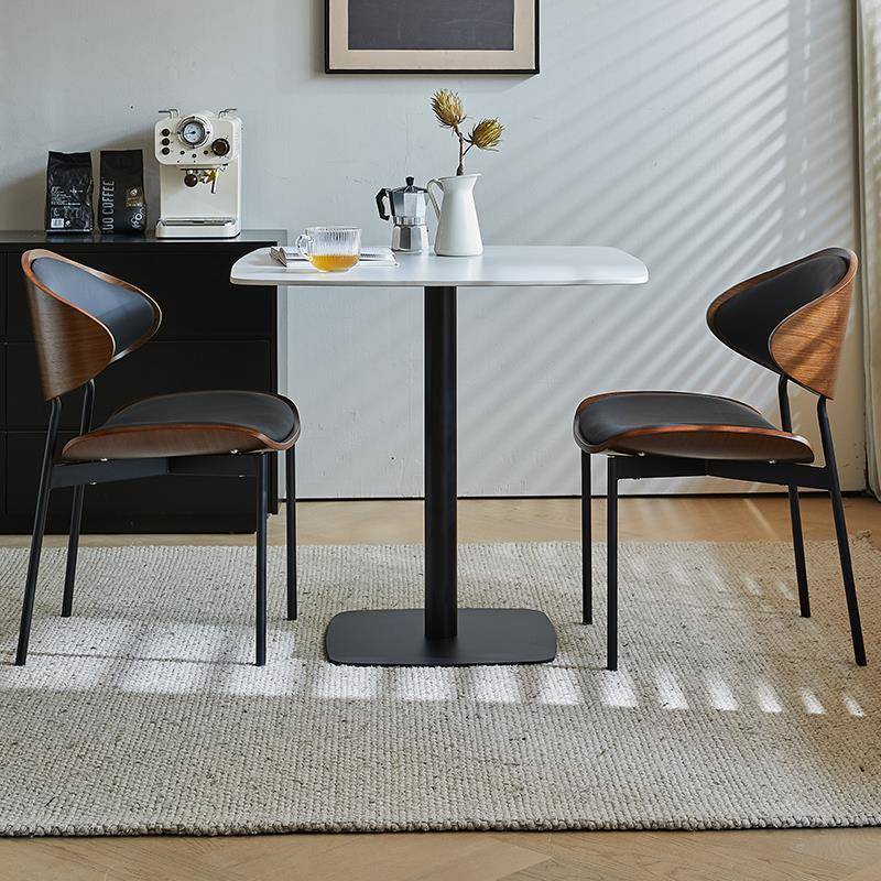 轻奢岩板洽谈桌椅组合休闲打牌会客小方桌家用餐桌阳台小圆桌椅子