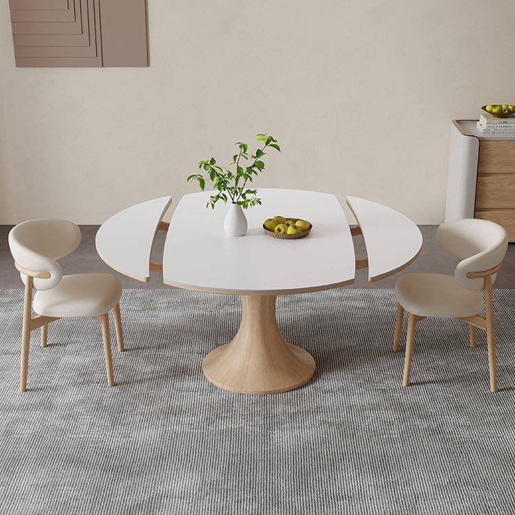 现代轻奢友宝尼奶油风实木岩板餐桌家用小户型现代简约方圆两用可