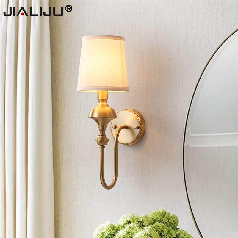 全铜壁灯美式简欧客厅背景墙壁灯卧室床头北欧创意楼梯过道铜壁灯