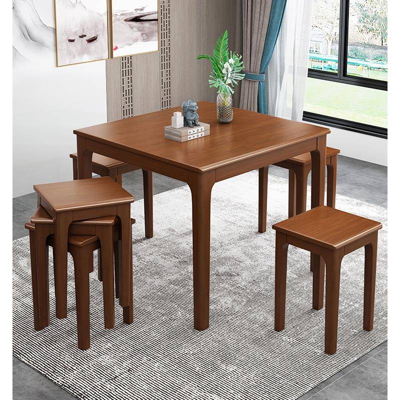 全实木小方桌正方形餐桌洽谈原木半岛面馆八仙桌麻将棋牌四方桌子