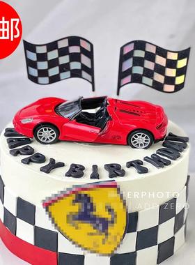 汽车蛋糕装饰红黑色跑车赛车敞篷车越野车摆件男神男士爸爸插件m