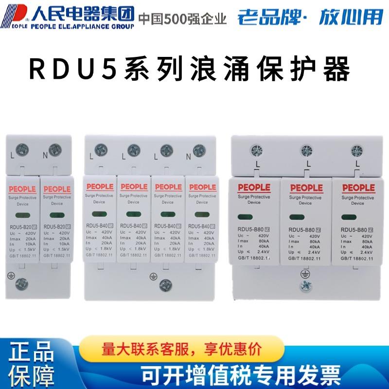 人民电器浪涌电涌保护器RDU5家用2P电源防雷开关避雷器3P 4P 380V