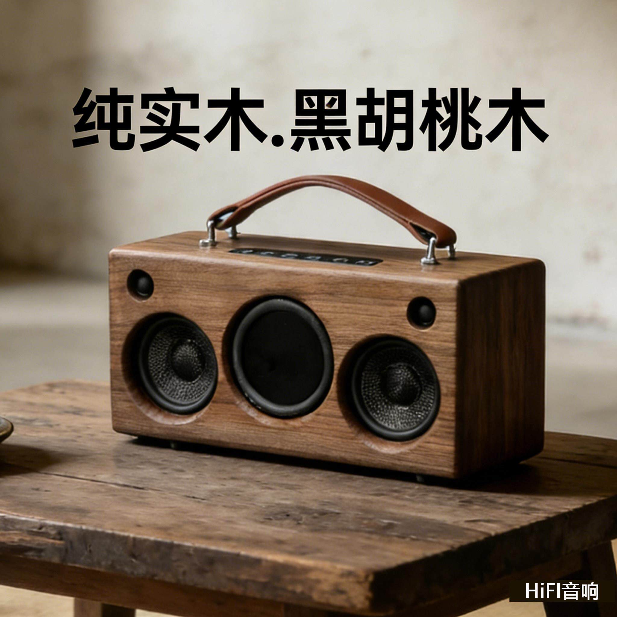黑胡桃实木德国进口喇叭户外复古便携蓝牙音箱HIFI电脑音响低音炮
