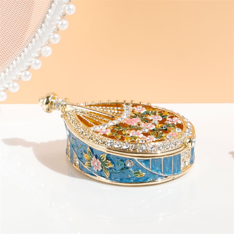 风古琴家居摆件金属镶钻琵琶首饰盒小饰品收纳盒珠宝盒礼品