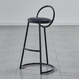 家用吧台椅轻奢设计酒吧高脚凳前台接待椅子软包靠背铁艺吧椅跨境