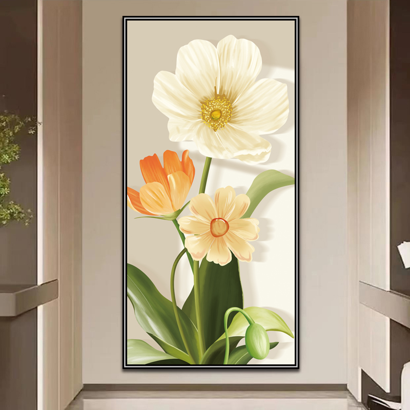 花卉玄关3d立体客厅墙贴装饰画走廊宿舍过道自粘贴纸墙面遮丑壁画图片