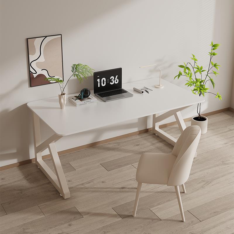 奶油风岩板书桌现代简约电脑桌学生卧室学习桌子书房长方形写字台