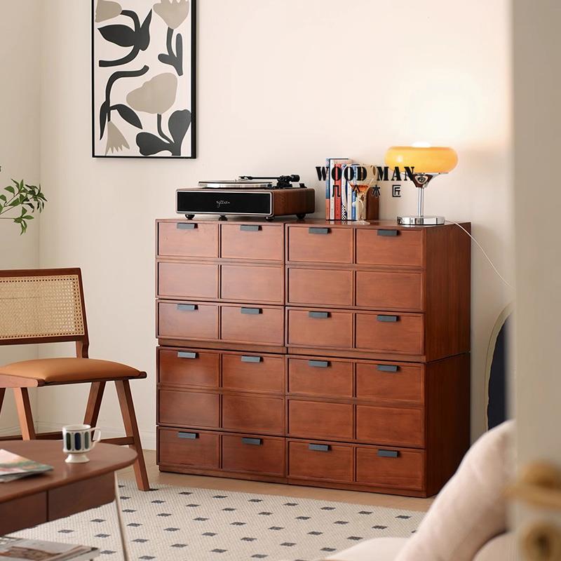 中古实木自由组合模块柜复古法式客厅电视柜茶几卡门柜床头储物柜