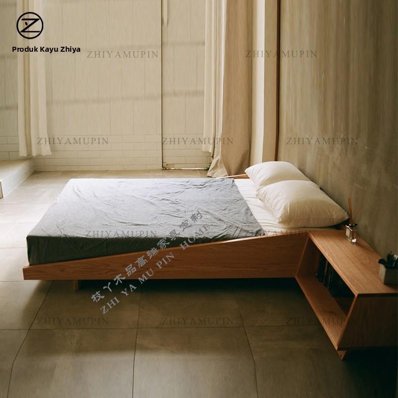 无床头床现代简约北欧日式全实木床榻榻米矮床橡木民宿风悬浮床架