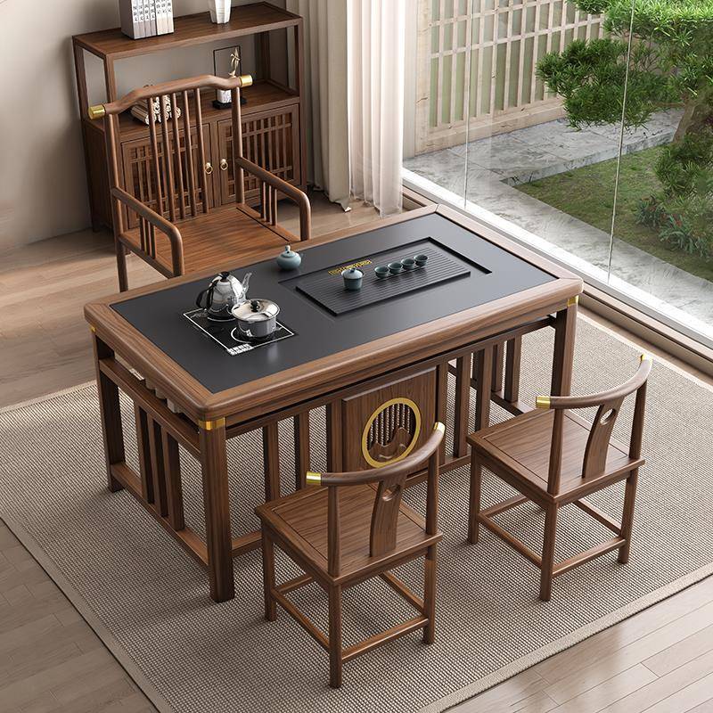 实木阳台茶桌椅组合新中式家用2025新款小型茶几极简泡茶一体茶台