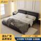 极简豆腐块真皮床现代简约黑色法式 软包床奶油北欧卧室1.5m皮艺床