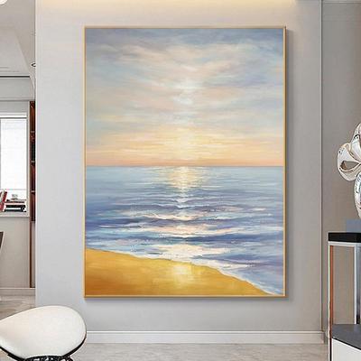 大芬油画村客厅装饰画现代简约手绘玄关走廊过道挂画大海日出壁画