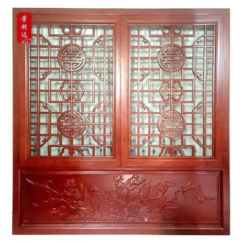 仿古木门花窗中式实木格栅镂空隔断白胚做旧茶楼古建装饰东阳木雕