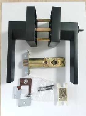 跨境美式通道门执手锁酒店房间黑色门把锁机械门锁三杆标配锁