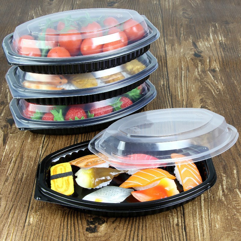 洋瑞一次性餐具PP塑料快餐盒外卖打包盒小椭圆可微波加热饭盒