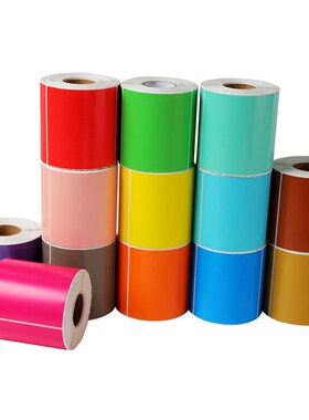 彩色三防热敏纸红黄蓝绿100 * 100 *  500张不干胶打印热敏标签纸