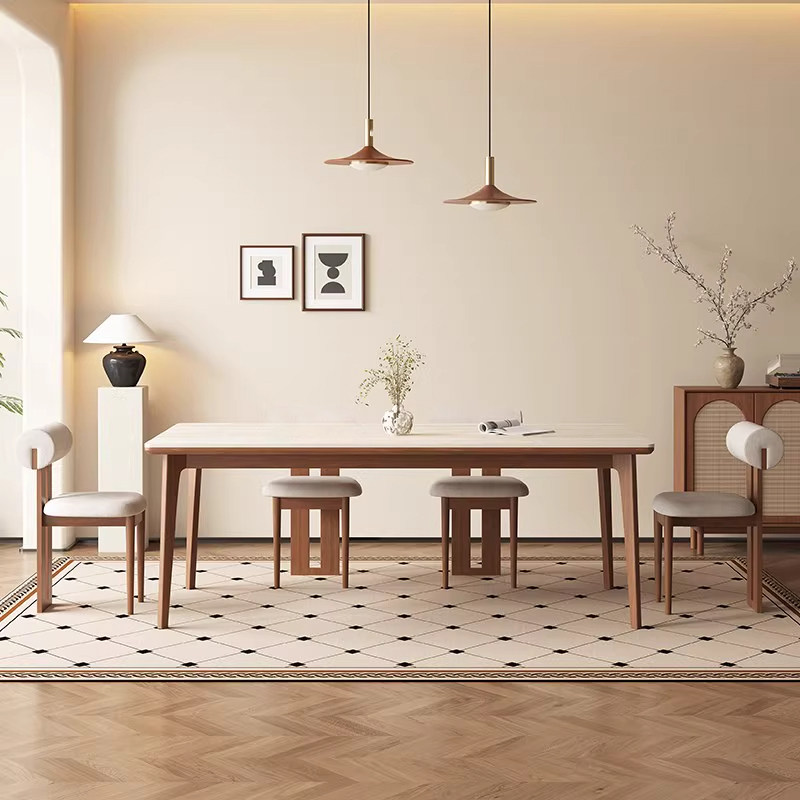 德利丰实木岩板洞石餐桌胡桃白蜡木客厅家用小户型现代简约饭桌椅,住宅家具,岩板餐桌,淘宝优惠券,粉丝福利购,淘宝优惠卷