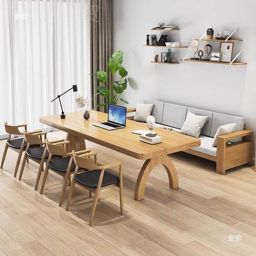 北欧客厅用大ONC长桌休闲办公桌书桌人学约习桌多简长桌工作家台