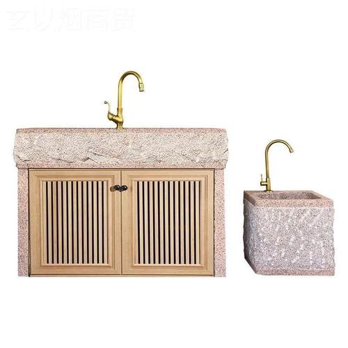 JAPFU衣b洗纯天燃大理石室外洗手盆庭院阳台搓户外手板台盆一体石