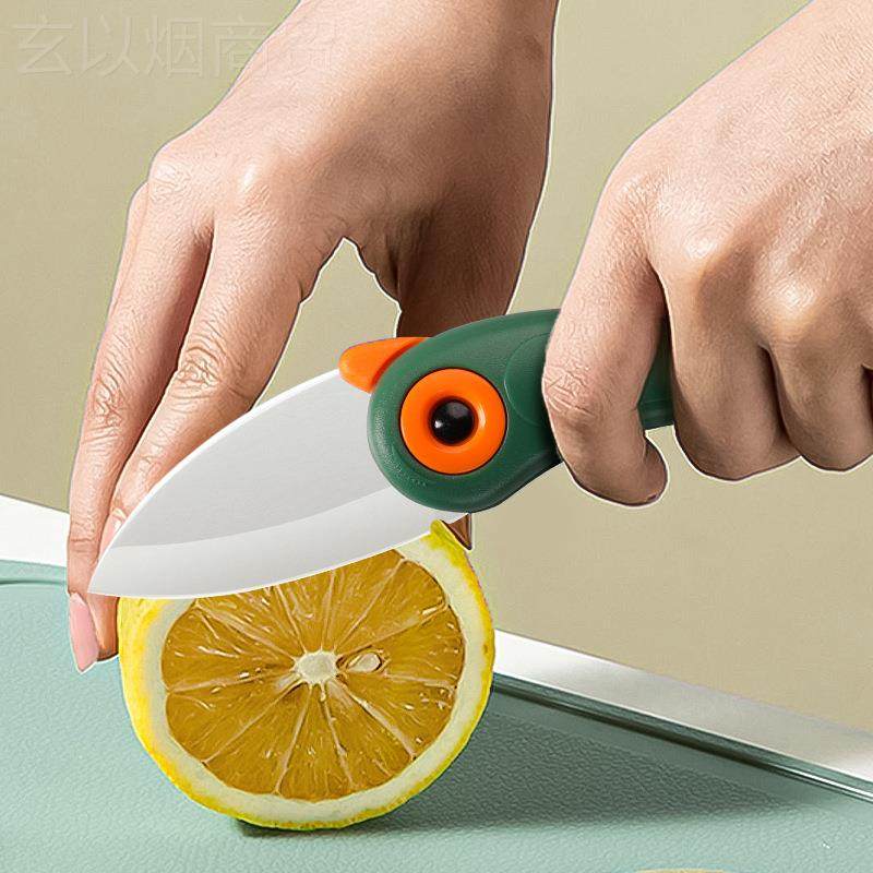 出口日本用陶瓷刀果刀小水鸟折叠刀果瓜刀65666削皮器削水果折刀