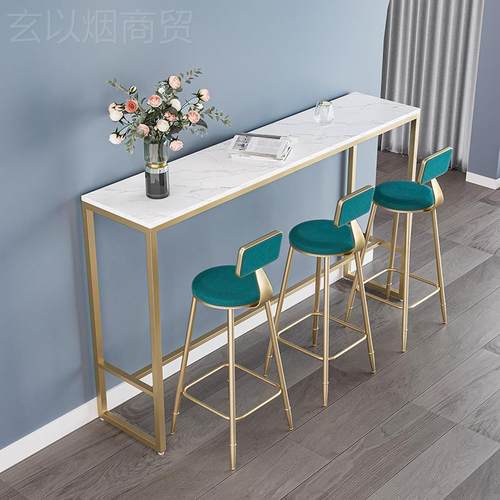 靠北欧简GMO约吧台桌奶茶桌组合酒吧店桌高脚桌墙长椅条桌