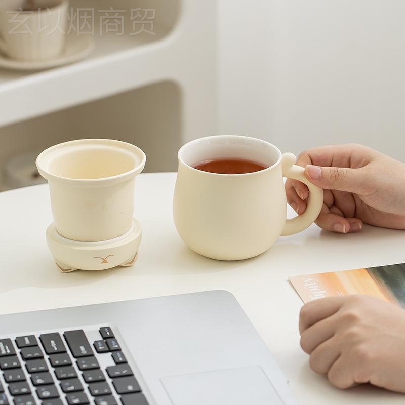 lgo财杯子招猫茶办公室陶o瓷礼品个人水分离泡茶杯家用专用马AL10