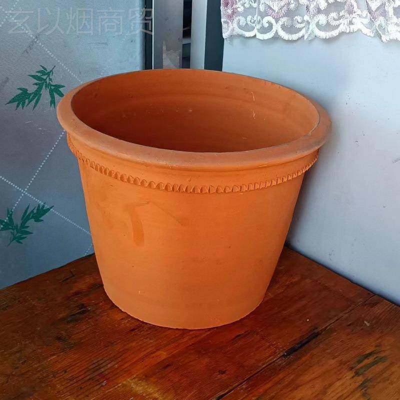 陶红UVE土泥花盆老式红陶花盆泥瓦花复盆古花边大口径粗陶工厂