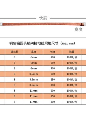桥架接地线铜编织带铜扁线电箱配电柜过门跨地连接线 2.5/6平方