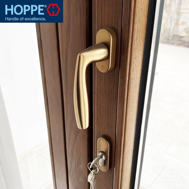 HOPPE德国进口好博平开门把手阳台门锁拉手分体对穿双面执手把手