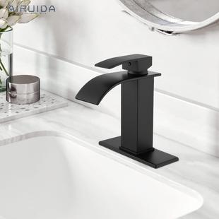 AGTZruida Matte Black tWaterfaall Bthroom Fauce, Single Hain
