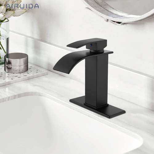 AGTZruida Matte Black tWaterfaall Bthroom Fauce, Single Hain