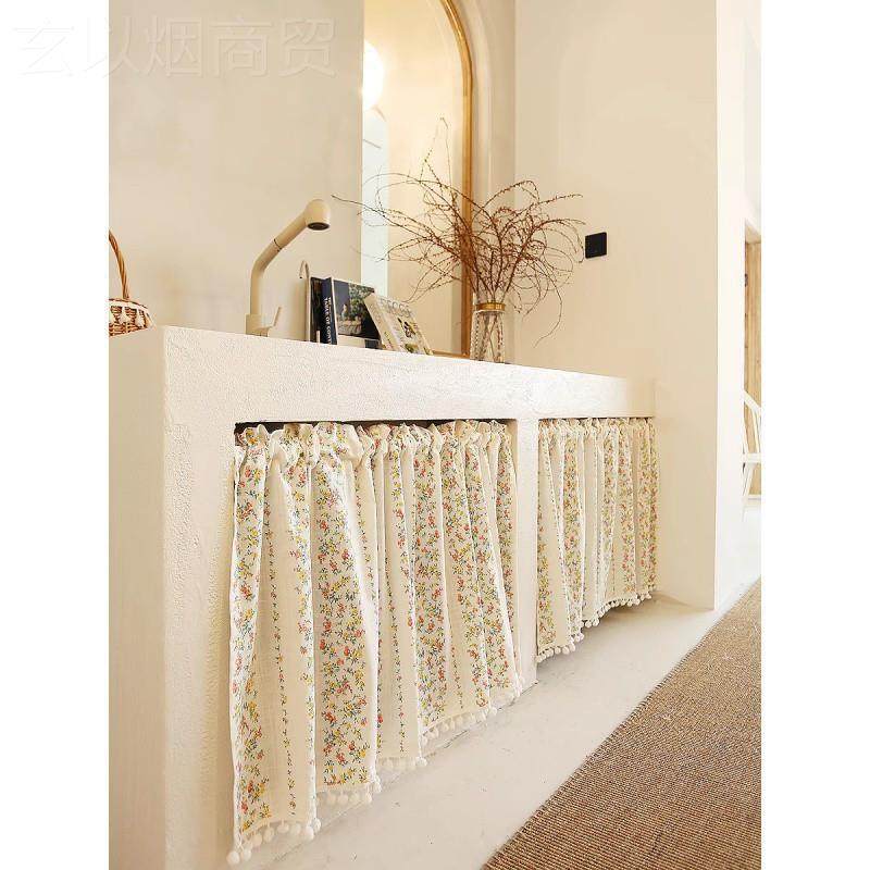 窗帘柜帘门帘小贴清WRP新法隔断帘厨房打孔魔免术半帘透光式田园