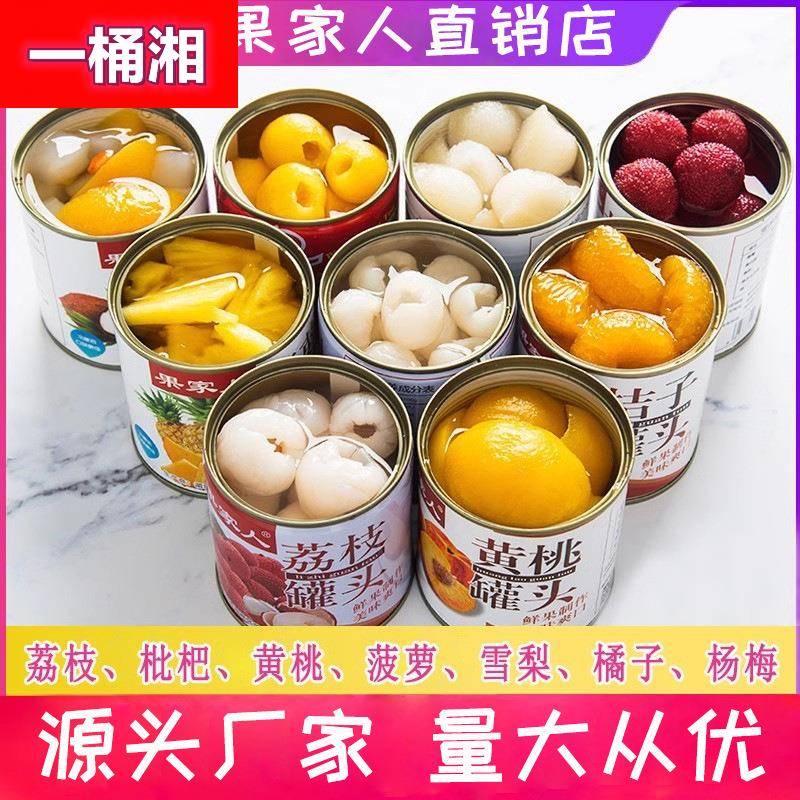 果家人水果罐头混合装餐饮商用糖水荔枝枇杷杨梅黄桃