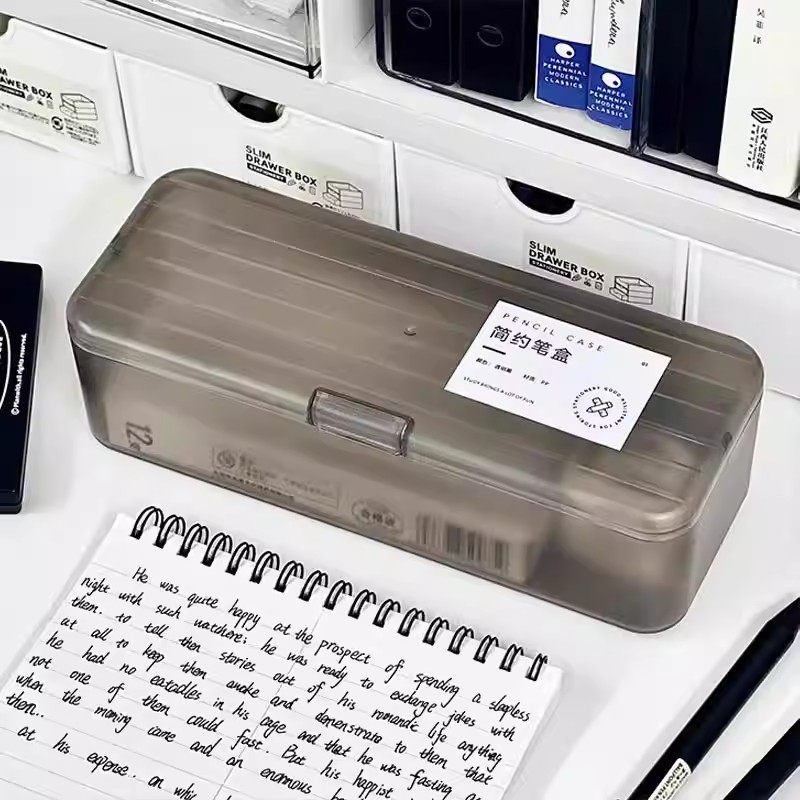 透明文具盒儿童塑料蜡笔铅笔收纳盒子笔筒大容量笔袋桌面学生笔盒