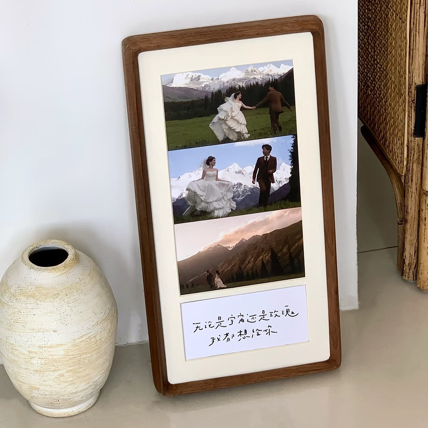照片相框挂墙diy定制打印装裱做成实木高级感婚纱结婚礼物送新人