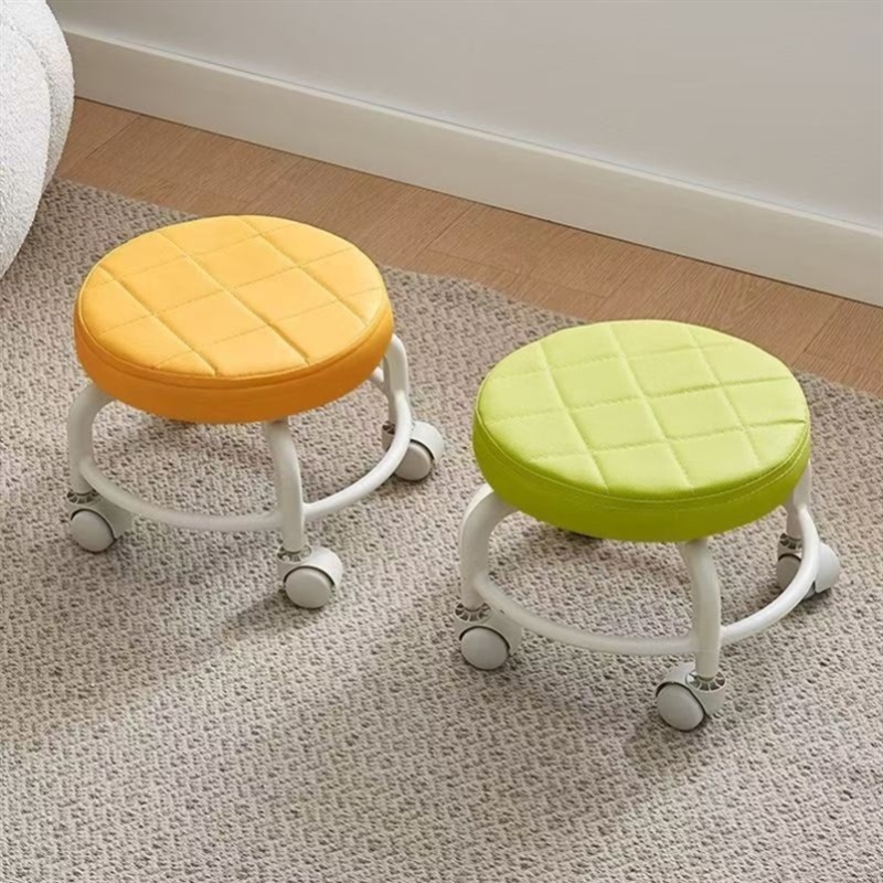 万向轮小凳子舒适久坐家用现代简约移动带轮板凳滑轮矮凳带娃圆凳