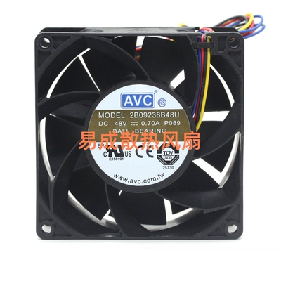 AVC 2B09238B48U 9038 48V 0.70A 9CM 4线 暴力 大风量变频器风扇
