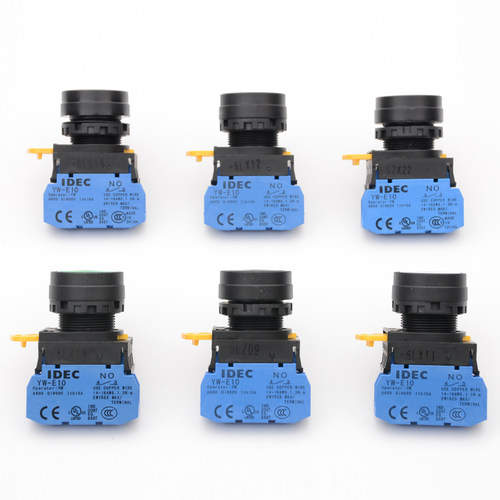 IDEC和泉按钮开关 YW1B-M1E10 YW-E10自锁自复位平头按钮开孔22mm
