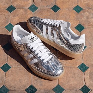 ADIDAS阿迪达斯德训鞋男女Samba金属银色26年新款复古T头鞋IH9016