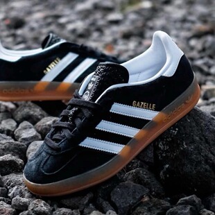 Adidas阿迪达斯德训鞋三叶草GAZELLE女鞋运动黑色休闲板鞋JI2060
