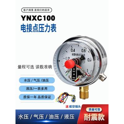 电接点压力表Ynxc100耐冲击磁辅助径向标准螺纹M20*1.5接点电压30