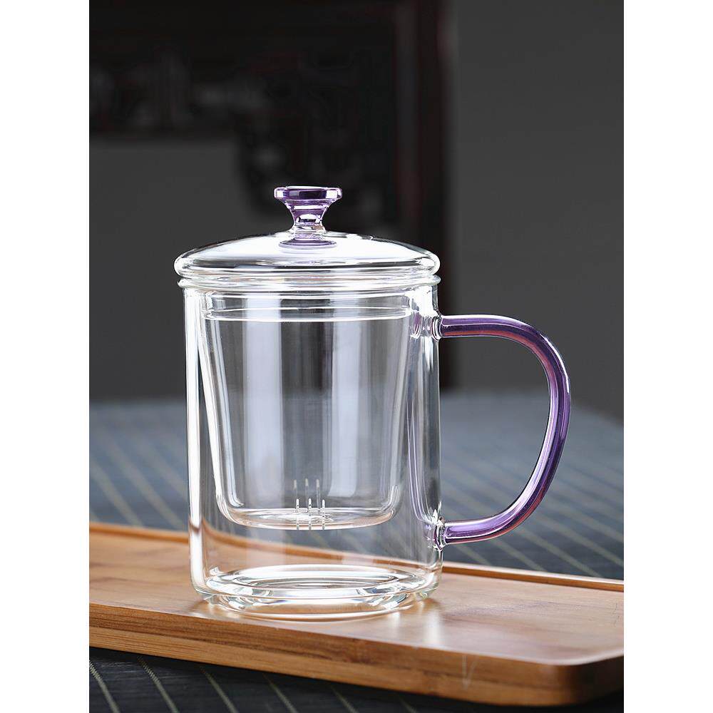 玻璃茶杯加厚耐高温泡茶杯花茶杯带过滤办公杯子带把茶水分离水杯