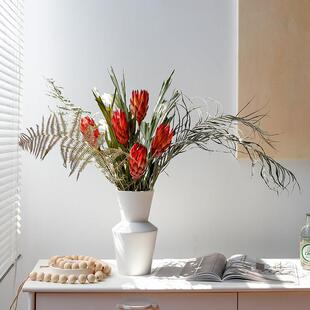 轻奢高级南非进口雪莲花干燥花花束散尾叶蕨叶室内客厅摆设装饰花