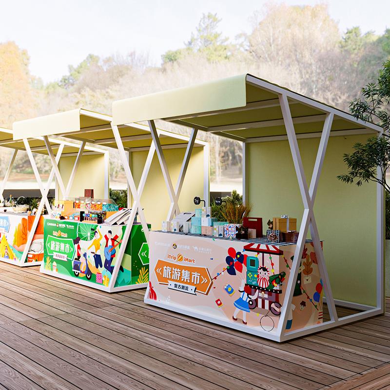 夜市活动摆摊桌集市棚架可移动摊位促销台展示架市集地摊车铁架子