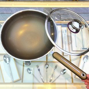 高品质32cm大号炒菜不粘锅 10钛金蜂窝炒锅 百年德国ive 第五代18