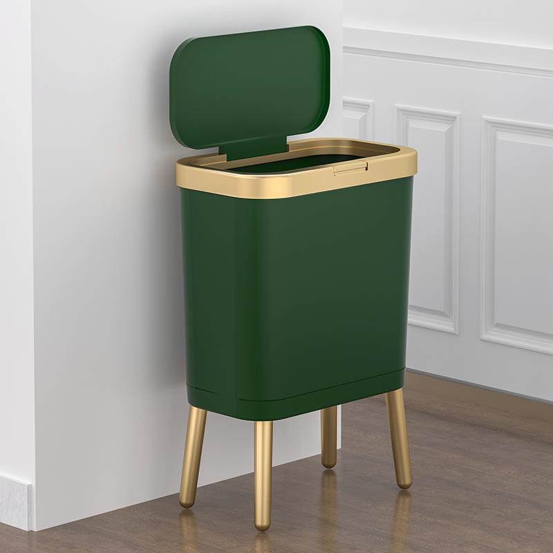 高脚垃圾桶家用厨房大号大容量客厅轻奢带盖弹盖按压夹缝创意纸篓