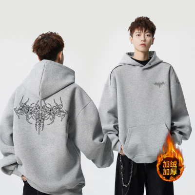 连帽卫衣男2025新款美式高街男生重磅加绒加厚秋冬潮牌青少年外套