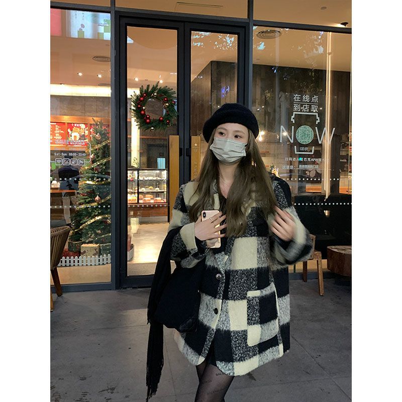 美式复古西装毛呢小香风外套女秋冬季加厚2023新款高级感慵懒